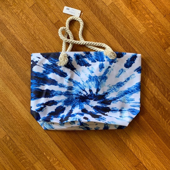 LOF Handbags - Blue and White Tie Dye Beach Bag